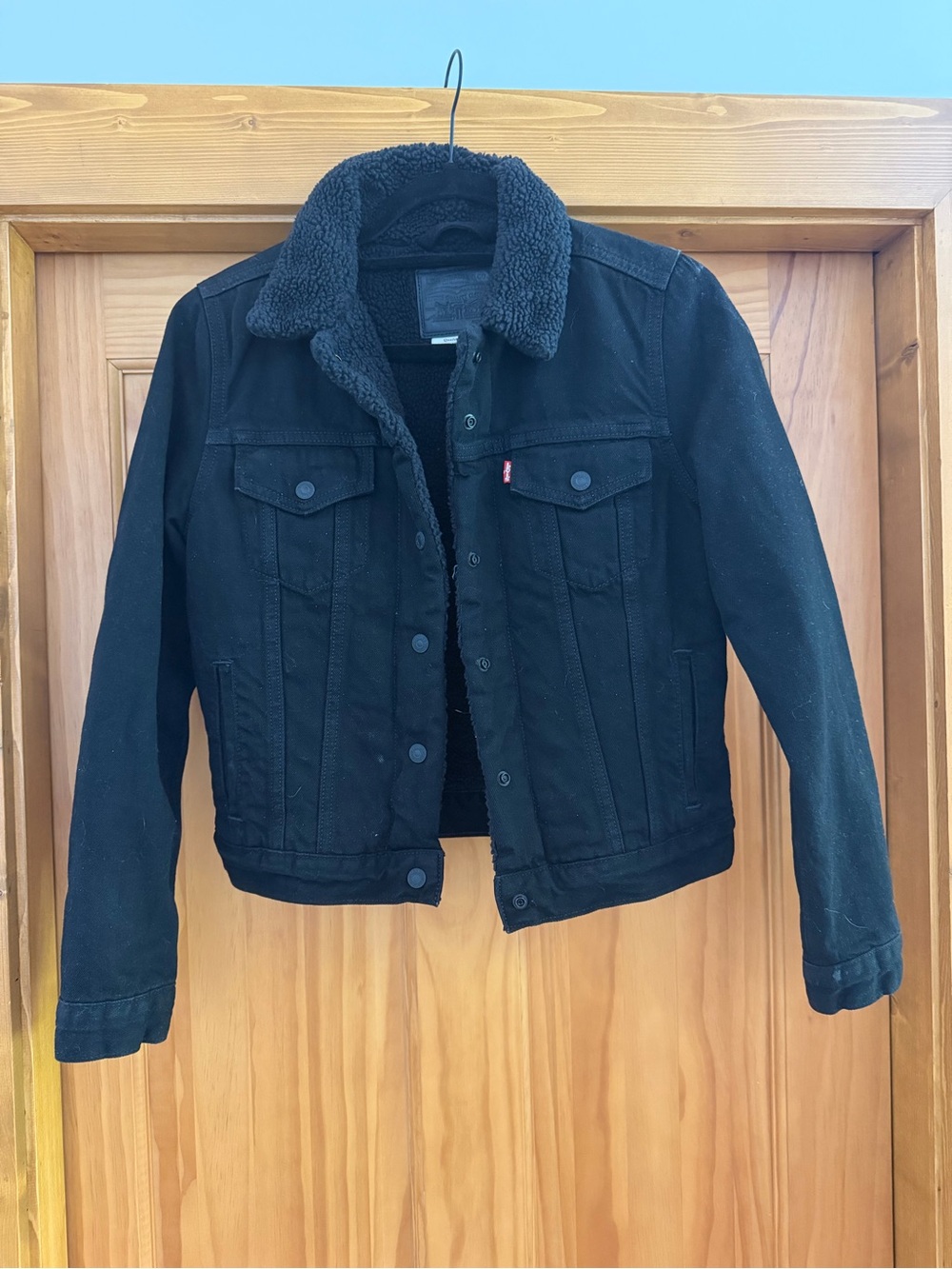 Levi's Black Sherpa-Lined Denim Trucker Jacket